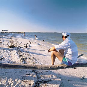 Man rleaxing on Sanibel Island