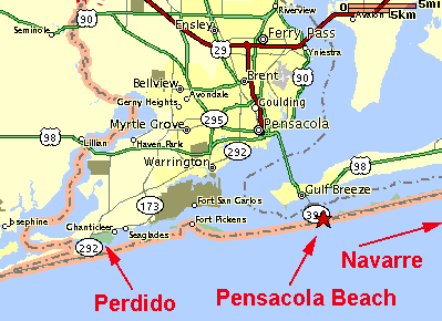 Pensacola Beach on Pensacola Beach   Maps Of The Pensacola Area