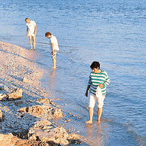 Shell hunting along the beach on Sanibel Island